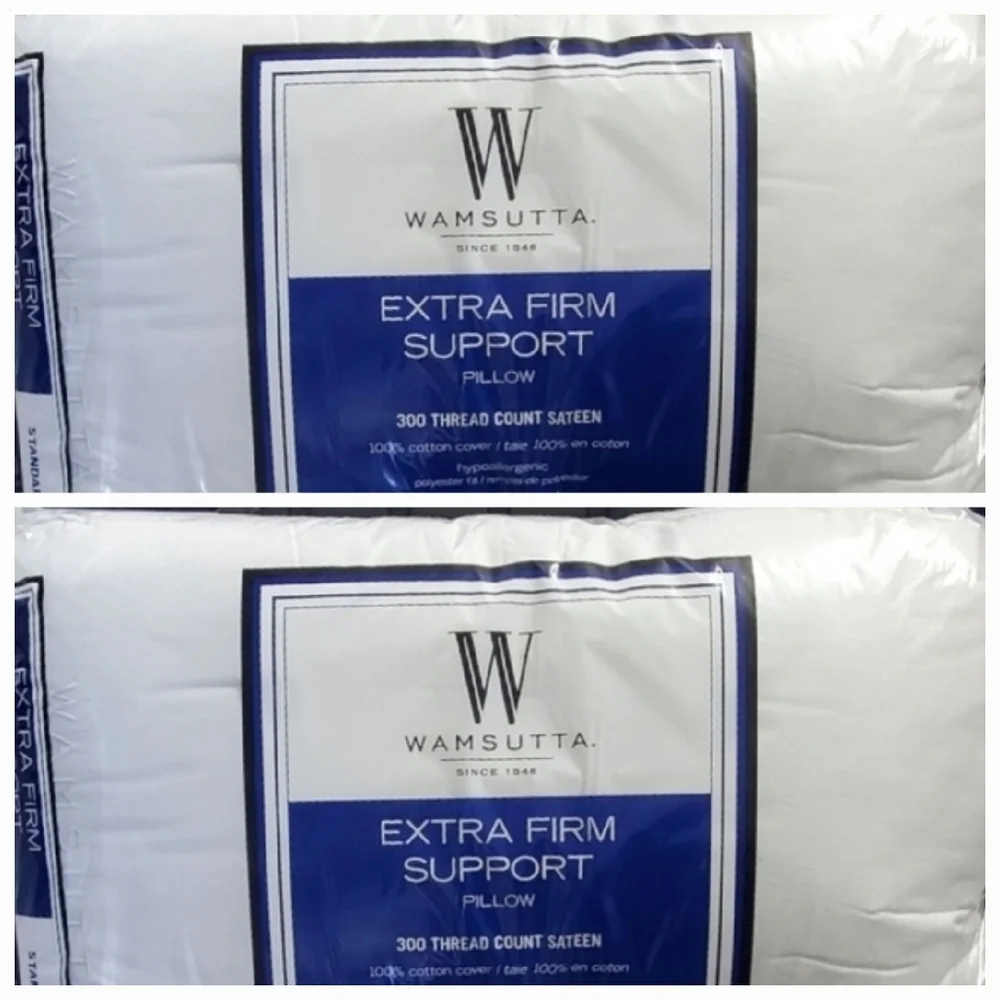 NEW 2 Authentic Wamsutta Extra Firm Support Standard/Queen Pillow - Crisp White